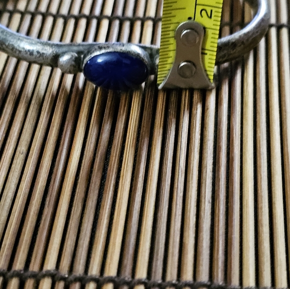 Sterling Silver Navajo Lapis Cuff Bracelet (Vintage) - Picture 10 of 12